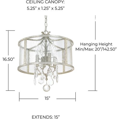 Blakely 4 Light 15 inch Antique Silver Pendant Ceiling Light
