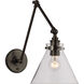 Chapman & Myers Parkington 15.5 inch 15.00 watt Bronze Double Library Wall Light in Clear Glass