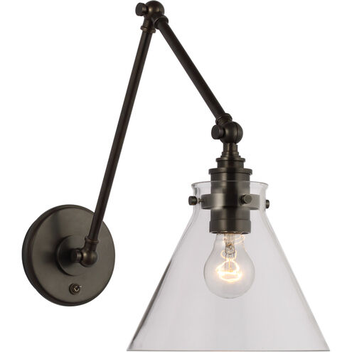 Chapman & Myers Parkington 15.5 inch 15.00 watt Bronze Double Library Wall Light in Clear Glass