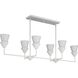 Pinellas 6 Light 50 inch White Plaster Linear Chandelier Ceiling Light, Design Series