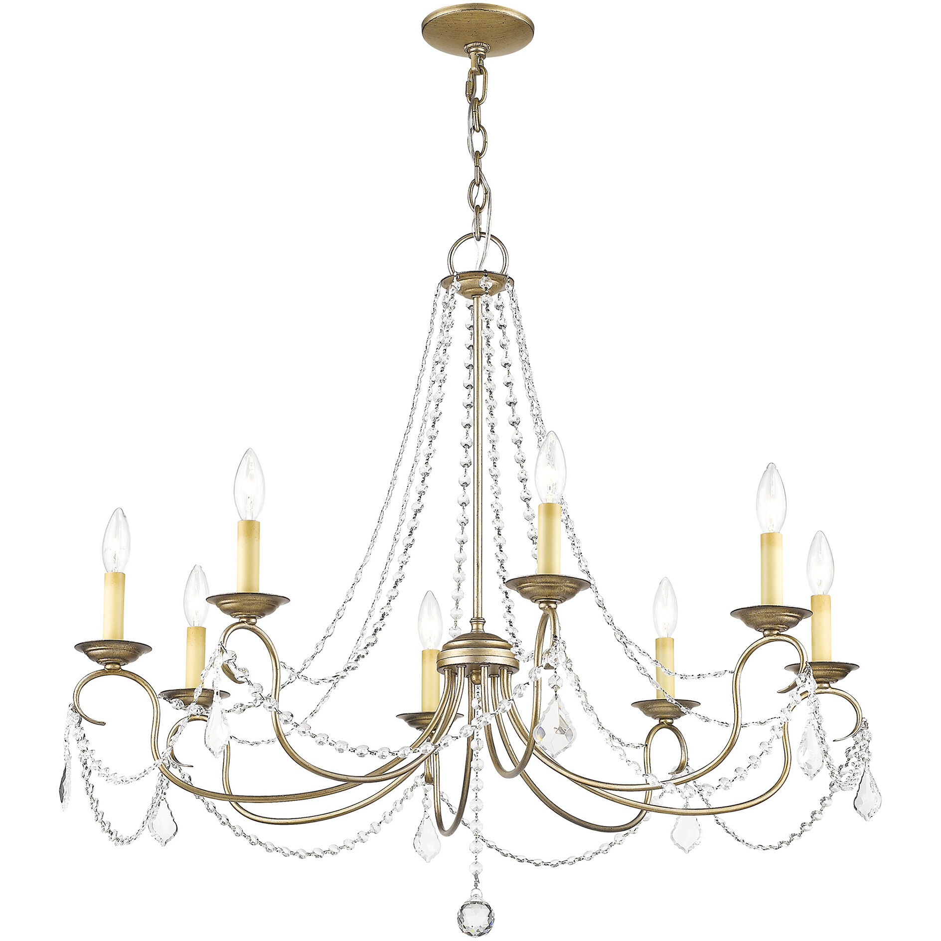 Pennington 8 Light 34 inch Hand Painted Antique Silver Leaf Chandelier Ceiling Light