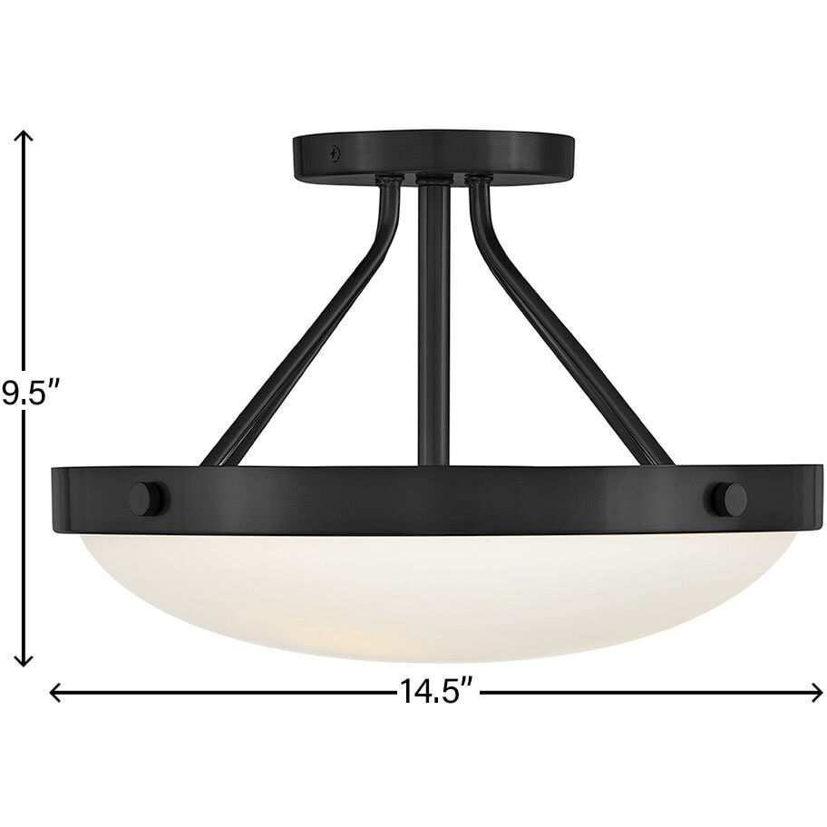 Gus 3 Light 14.5 inch Black Semi-Flush Mount Ceiling Light, Medium