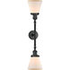 Franklin Restoration Small Cone LED 16 inch Matte Black Bath Vanity Light Wall Light in Matte White Glass, Franklin Restoration