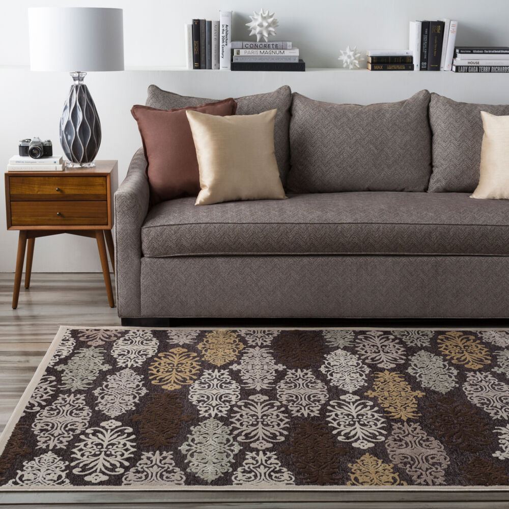 Basilica 90 X 62 inch Brown and Neutral Area Rug, Viscose and Chenille