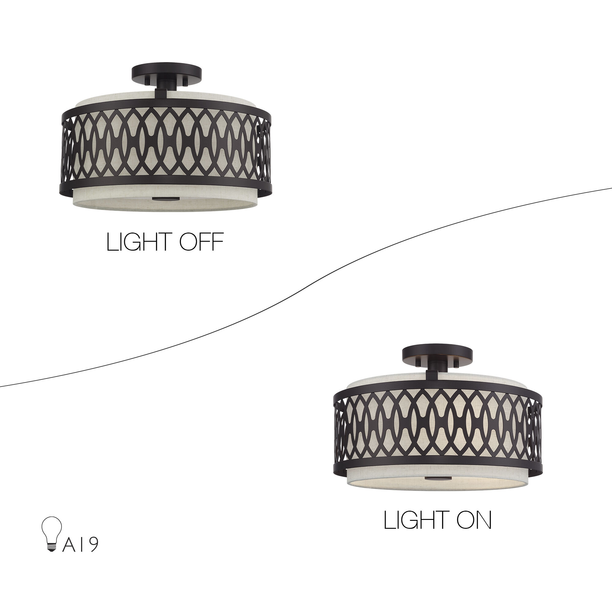 Vistaview 3 Light 15 inch English Bronze Semi-Flush Ceiling Light