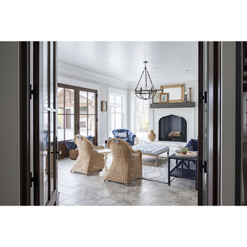 Lodge 6 Light 29.25 inch Weathered Oak/Bronze Chandelier Ceiling Light