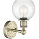 Athens Sconce Wall Light in Antique Brass, Clear