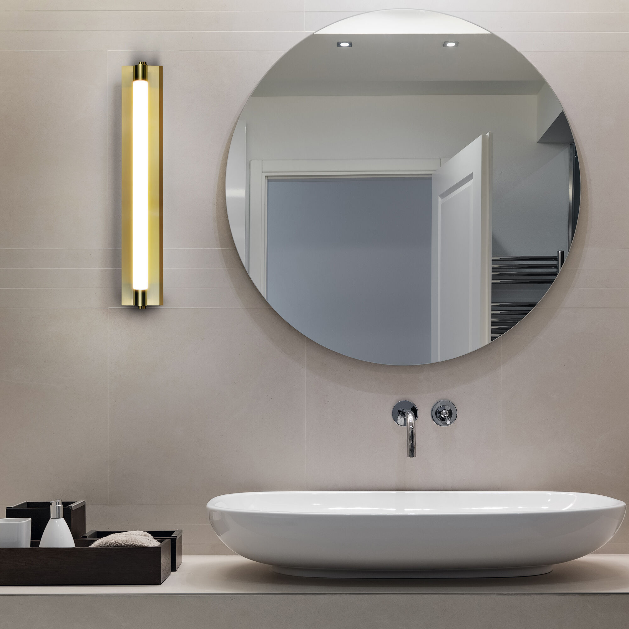 Procyon 24 inch Antique Brass Bathroom Vanity Light Wall Light