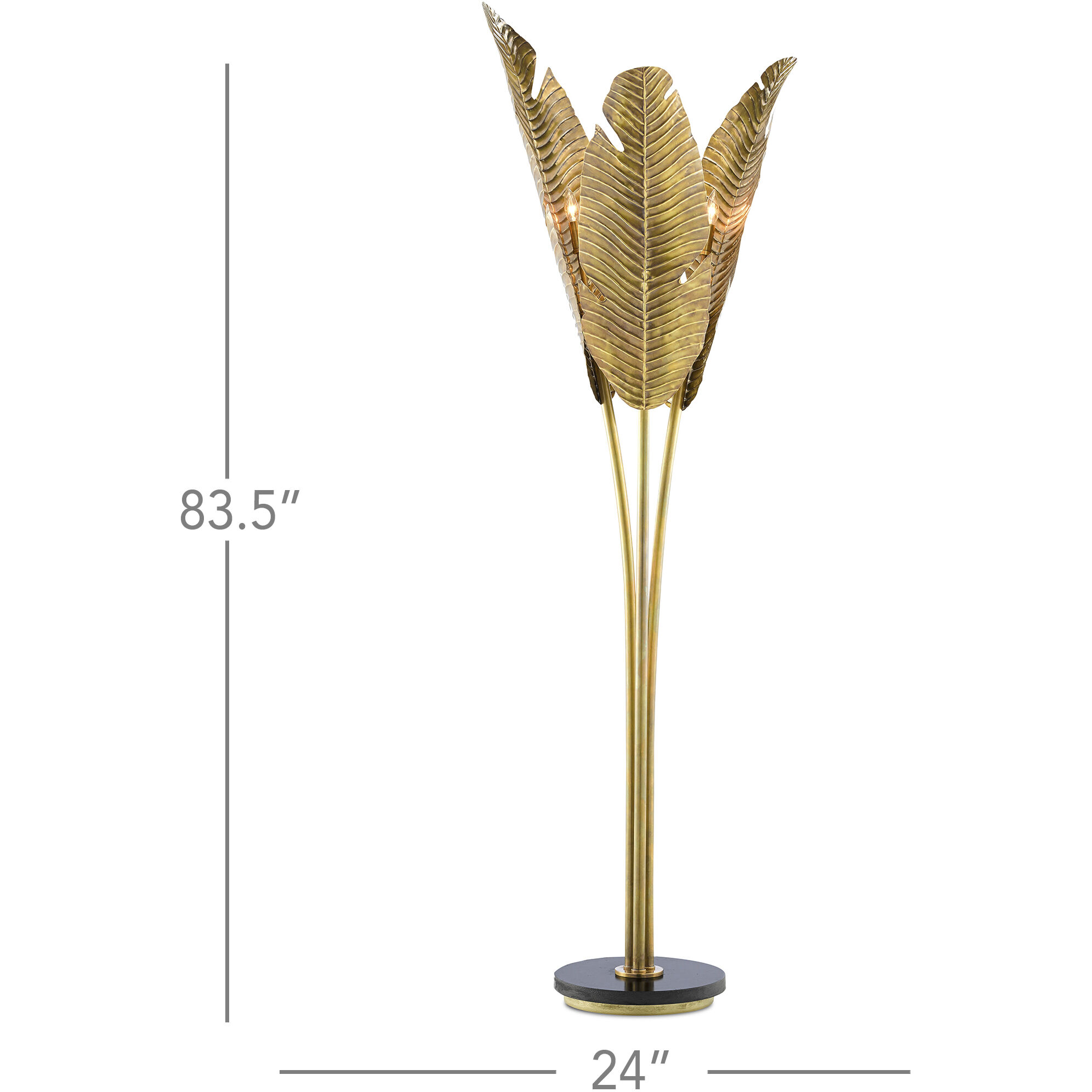 Tropical 83.5 inch 40 watt Vintage Brass/Black Floor Lamp Portable Light