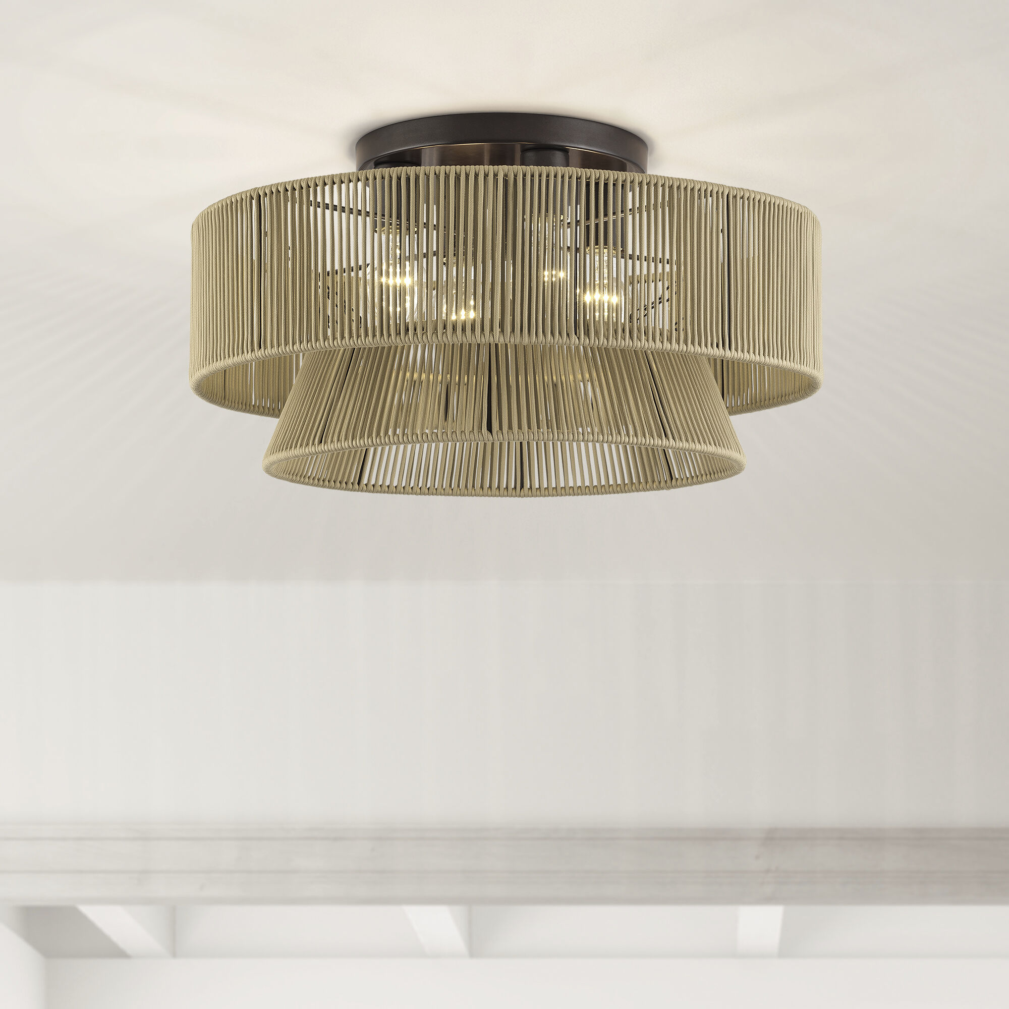 Florell 4 Light 21 inch English Bronze Semi Flush Mount Ceiling Light, Extra Large