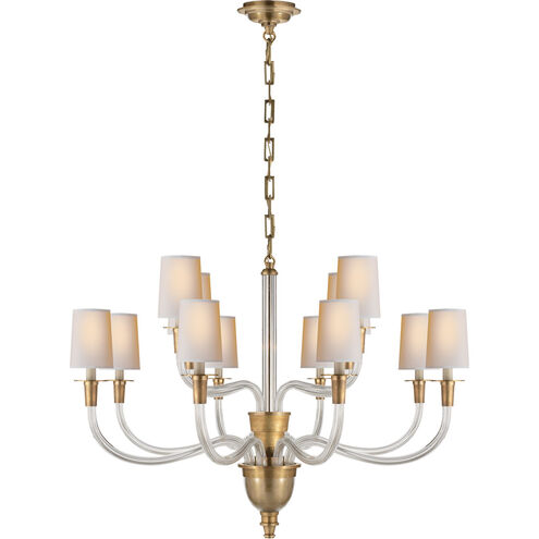 Thomas O'Brien Vivian 12 Light 36 inch Hand-Rubbed Antique Brass Two-Tier Chandelier Ceiling Light in Natural Paper, Large
