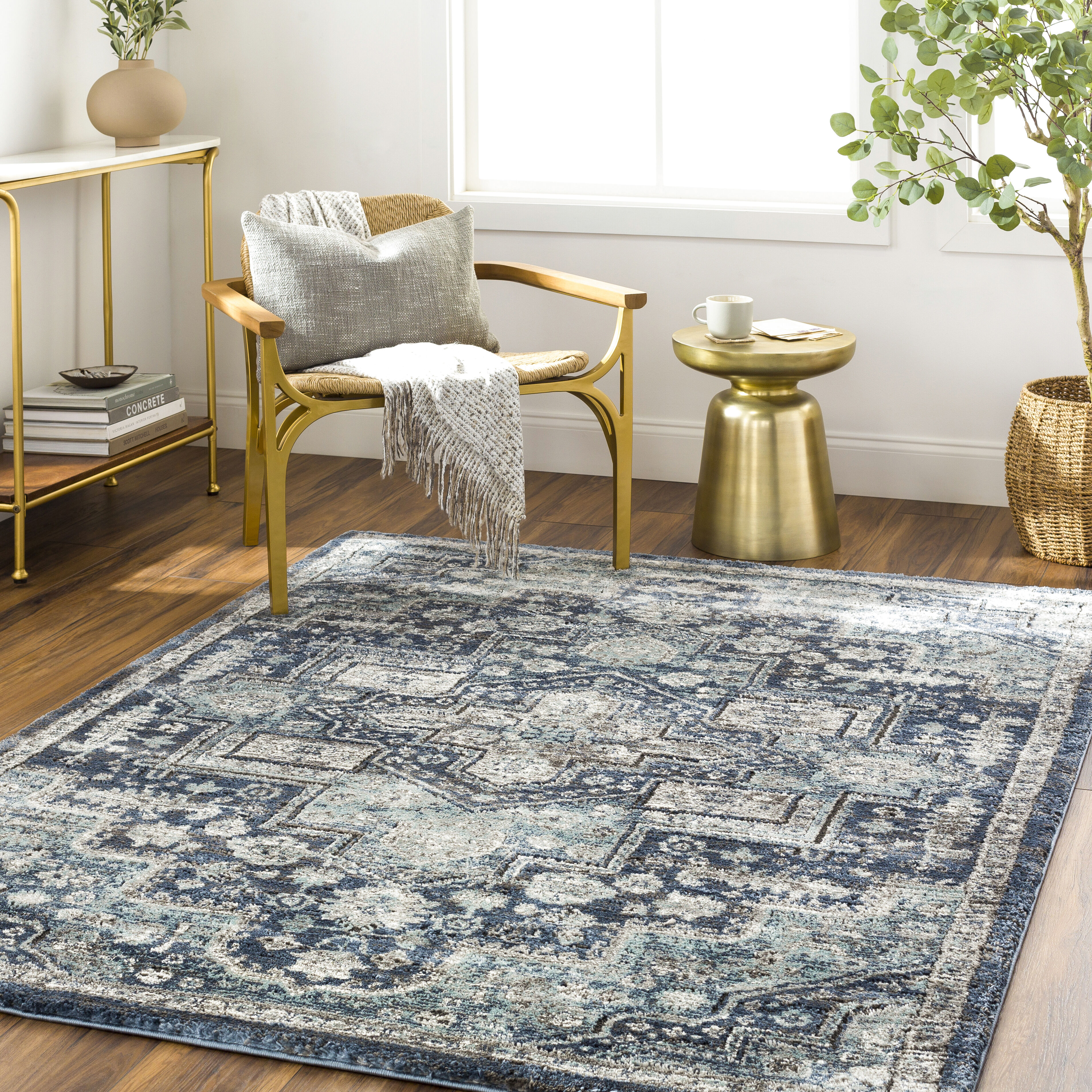 Montana 84 X 63 inch Dark Blue Rug in 5 x 8, Rectangle