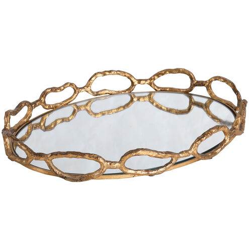 Cable Gold Leaf Chain Mirrored Tray