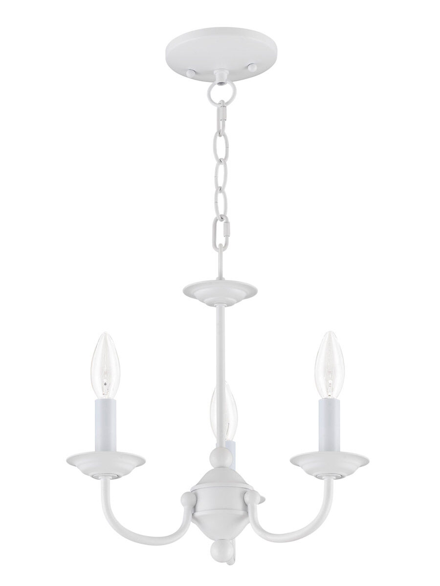 Home Basics 3 Light 14 inch White Mini Chandelier Ceiling Light