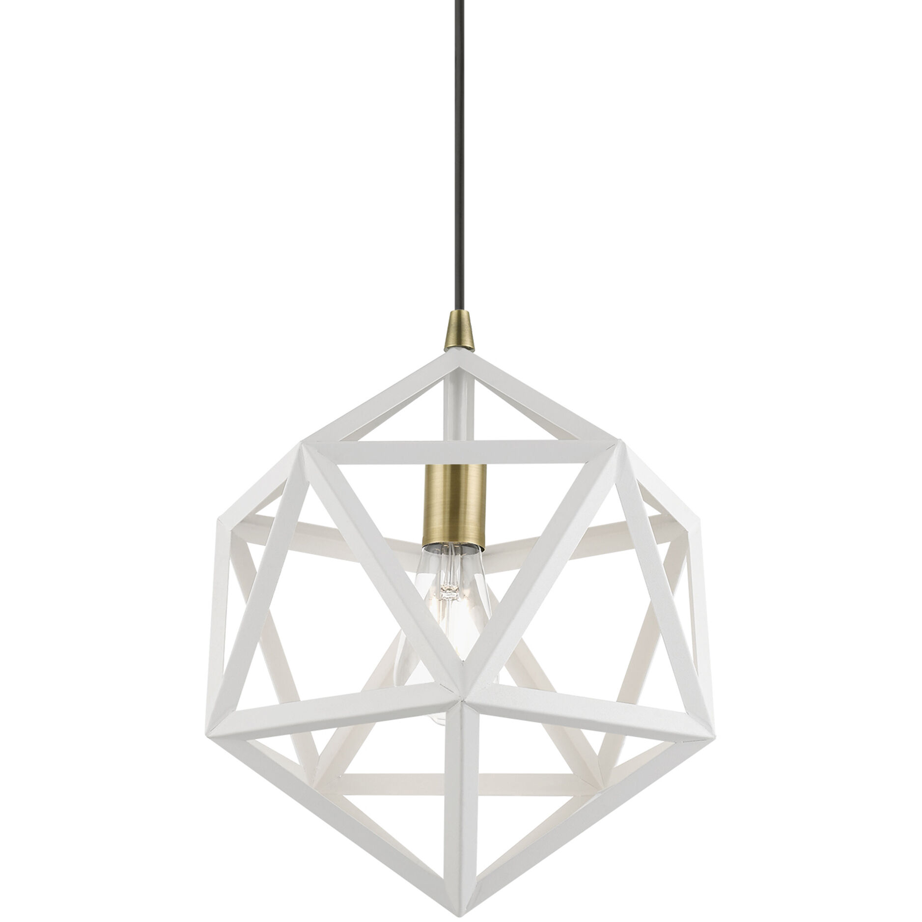 Ashland 1 Light 13 inch Textured White with Antique Brass Accents Pendant Ceiling Light