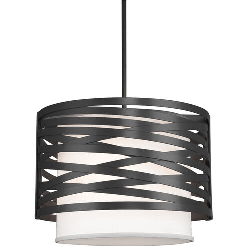 Tempest 1 Light 18.3 inch Matte Black Chandelier Ceiling Light in White Linen, Drum