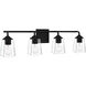 Thoresby 4 Light 31 inch Matte Black Bath Light Wall Light