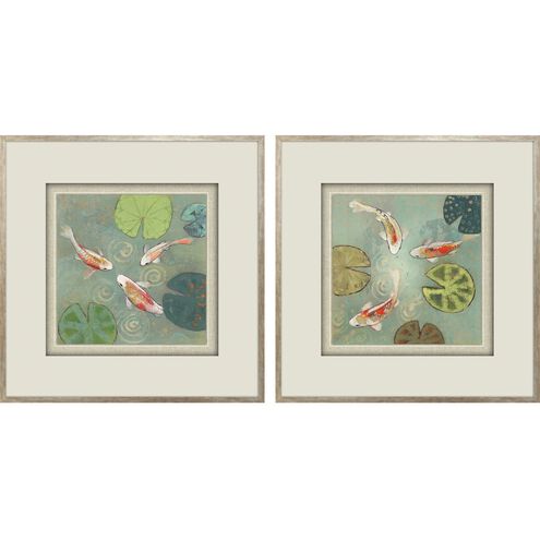 Floating Motion Blue and Orange and Turquoise and White Framed Art