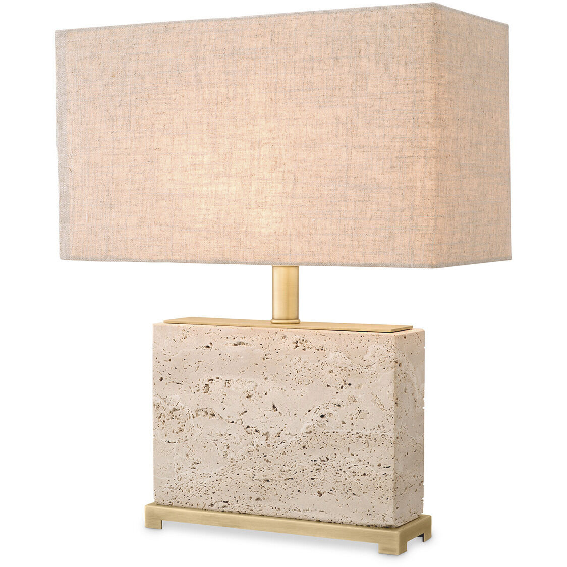 Newton 21.65 inch 40 watt Travertine with Antique Brass Table Lamp Portable Light, Small