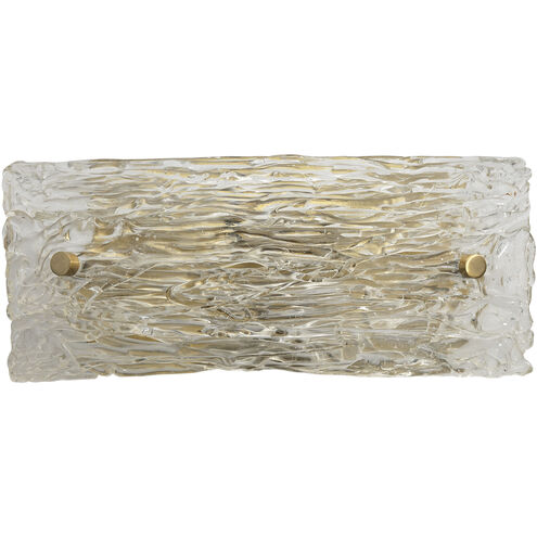 Swan Curved Glass 2 Light 12 inch Clear Textured Glass w/ Antique Brass Wall Sconce Wall Light