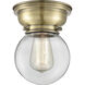 Aditi Beacon LED 6.25 inch Antique Brass Flush Mount Ceiling Light in Clear Glass, Aditi