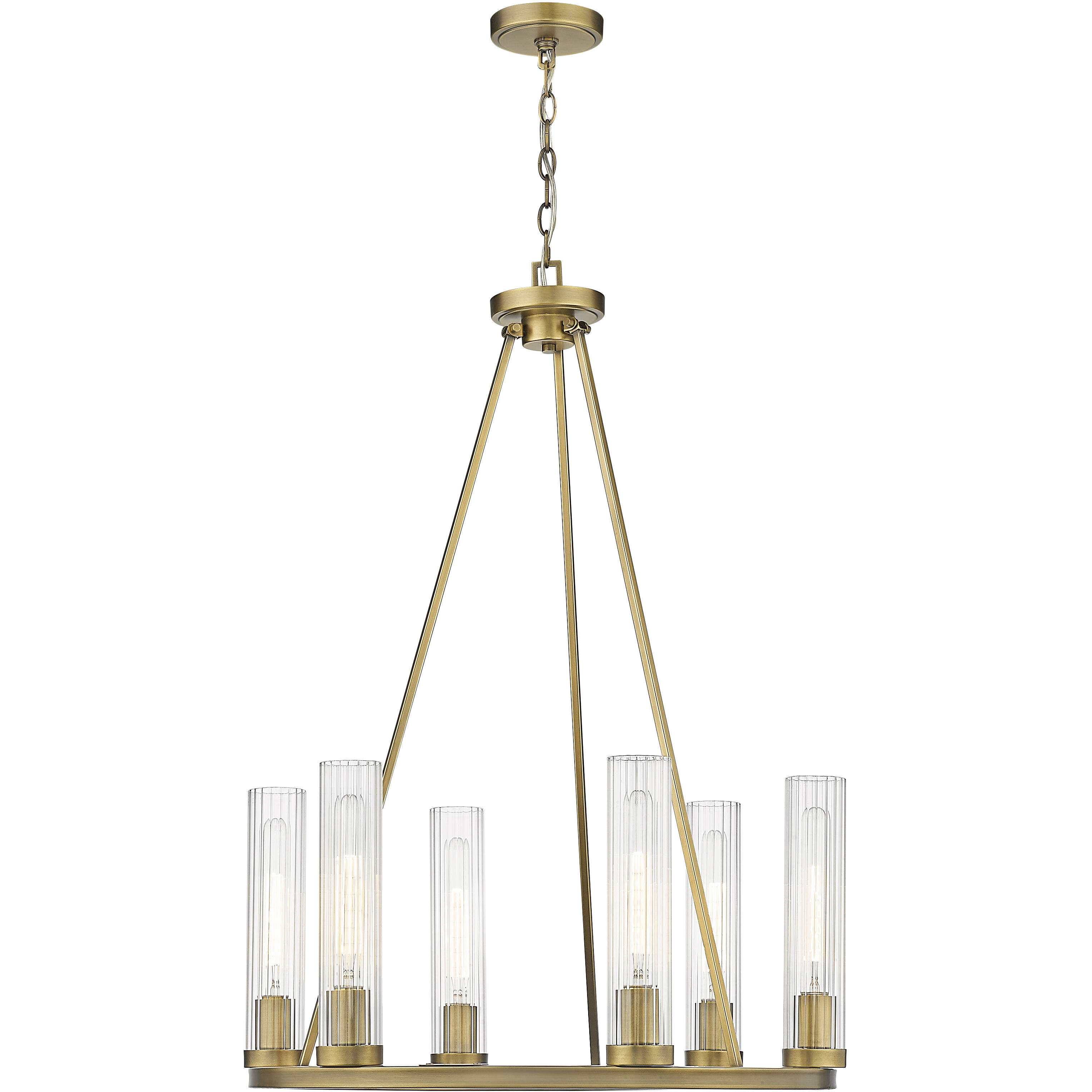 Beau 6 Light 26 inch Rubbed Brass Chandelier Ceiling Light
