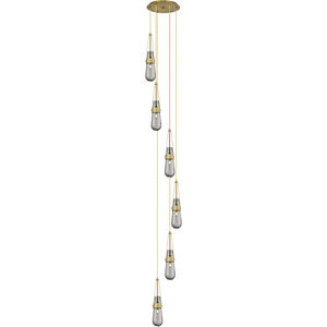 Milan Multi Pendant Ceiling Light in Brushed Brass, Light Smoke Glass