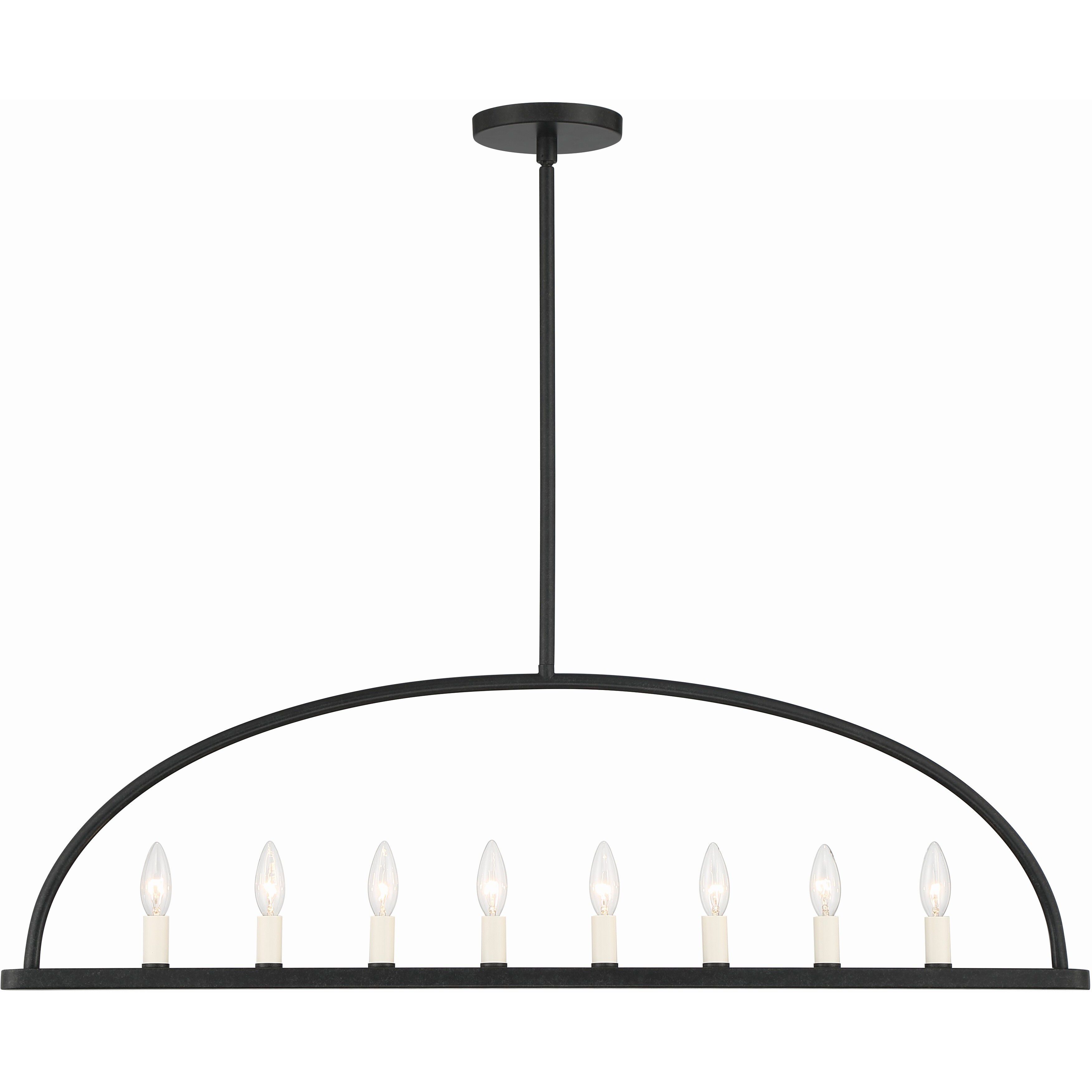 Abbott 8 Light 42 inch Black Linear Chandelier Ceiling Light in Antique White