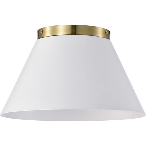 Dover 2 Light 14 inch White/Vintage Brass Flush Ceiling Light