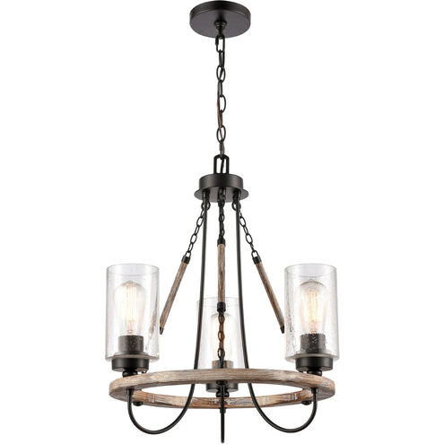 Paladin 3 Light 19 inch Matte Black Mini Chandelier Ceiling Light in Seedy Glass