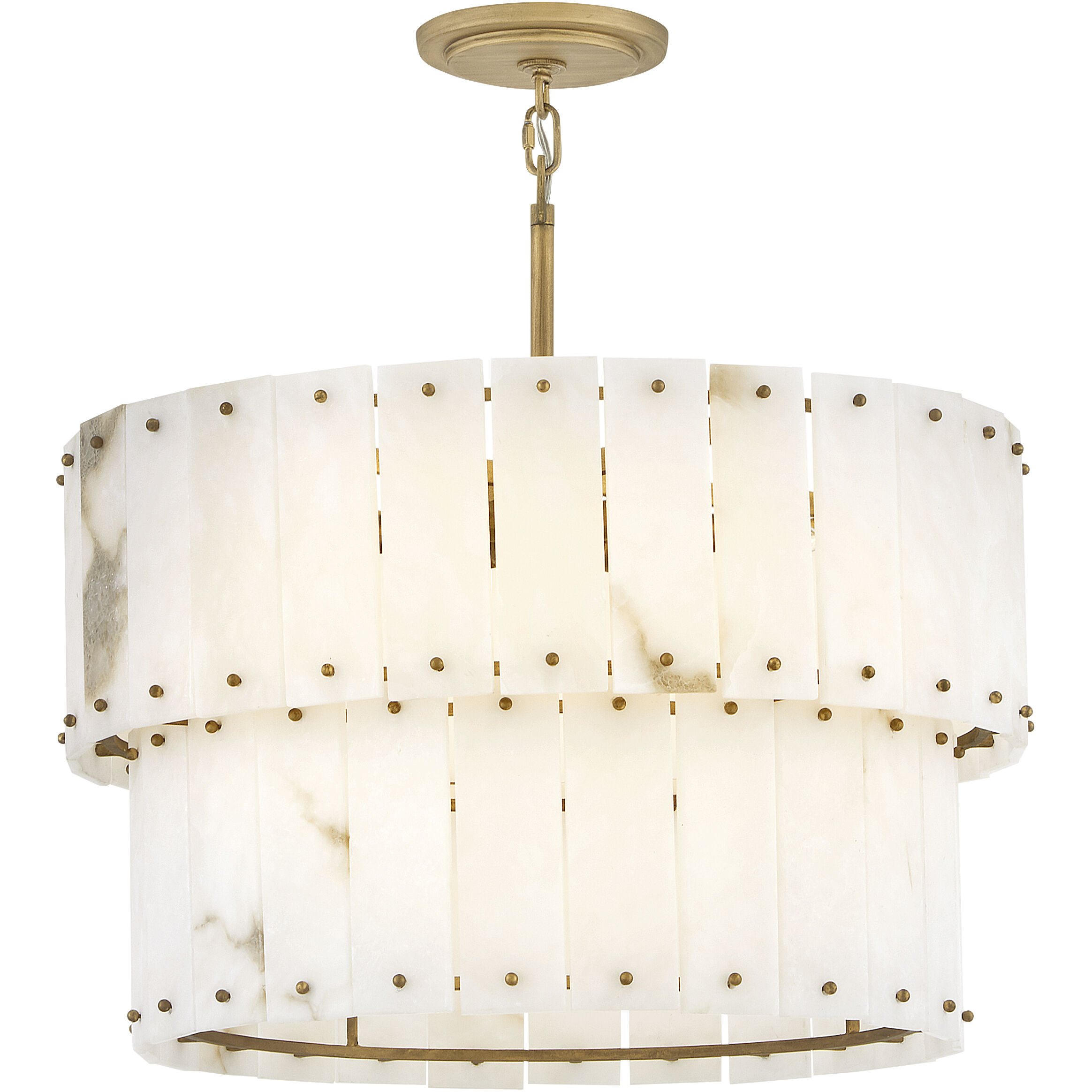Simone LED 24 inch Burnished Gold Chandelier Ceiling Light in Alabaster, Drum
