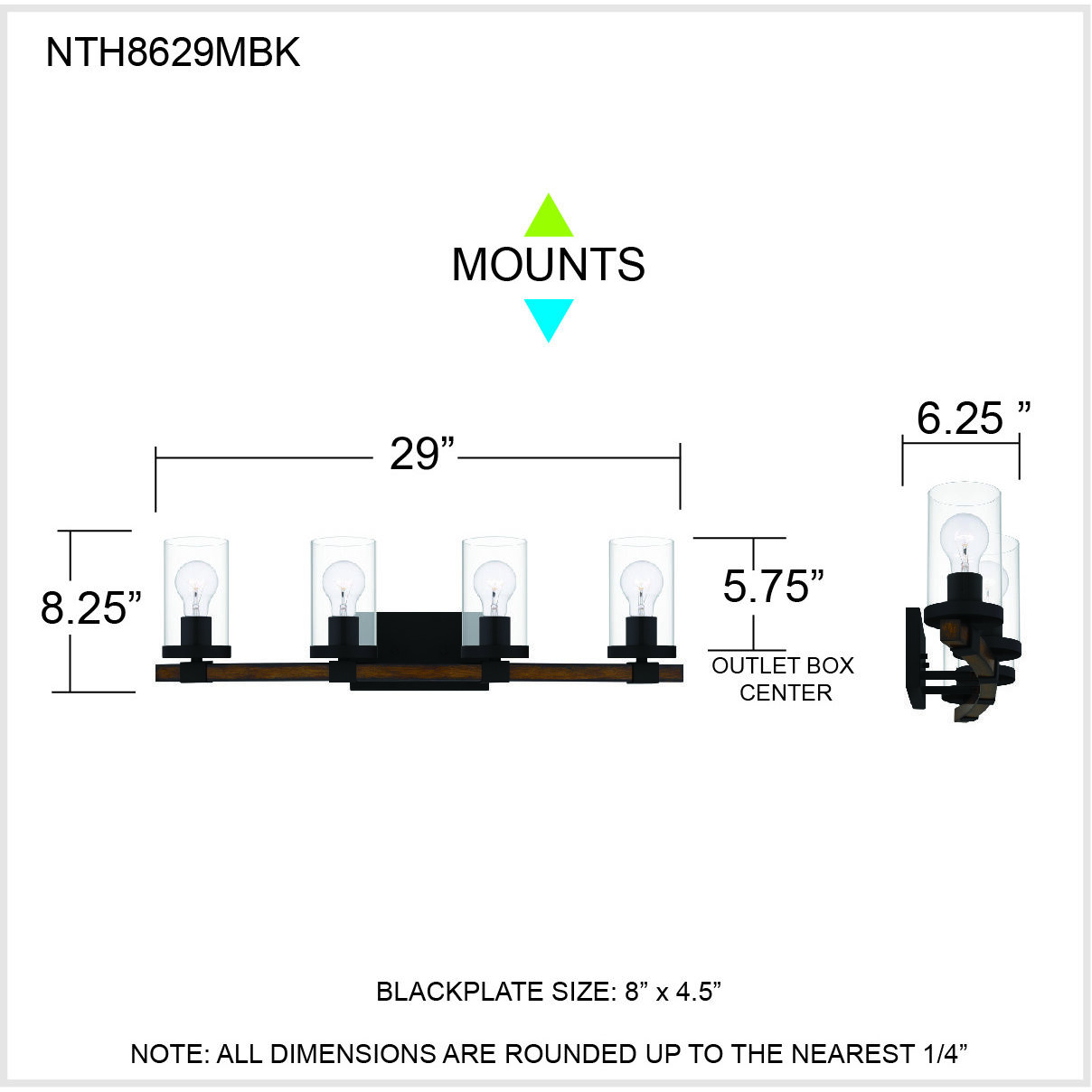 Nottinghill 4 Light 29 inch Matte Black Bath Light Wall Light