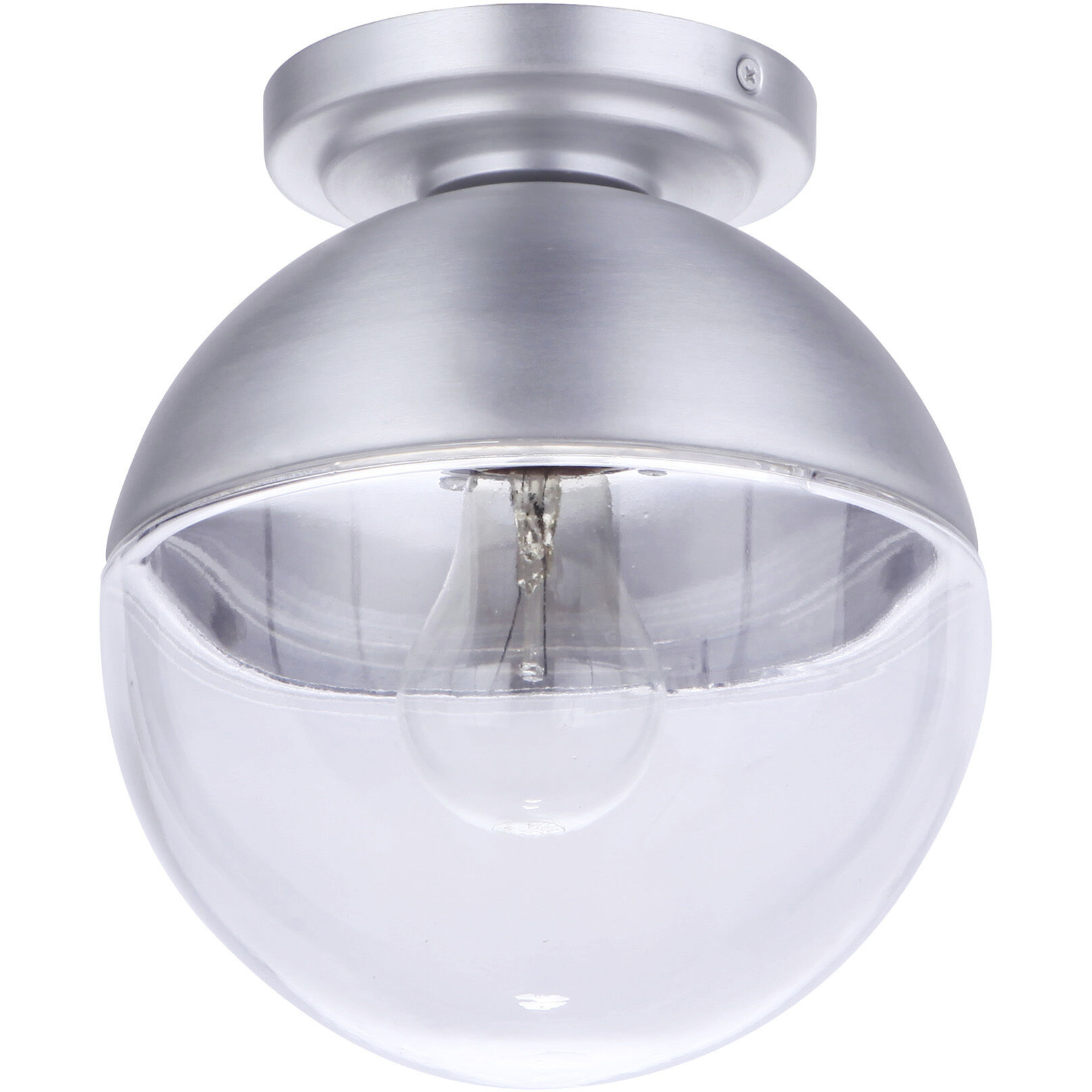 Evie 1 Light 7.5 inch Satin Aluminum Outdoor Flushmount