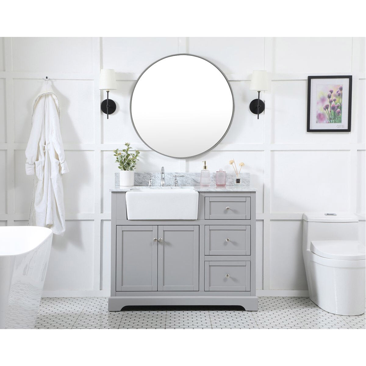 Franklin 42 X 22 X 35 inch Grey Bathroom Vanity Cabinet