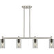 Crown Point 4 Light 43.75 inch Satin Nickel Island Light Ceiling Light in Plated Smoke Glass