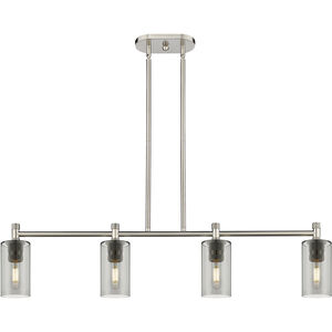 Crown Point 4 Light 43.75 inch Satin Nickel Island Light Ceiling Light in Plated Smoke Glass