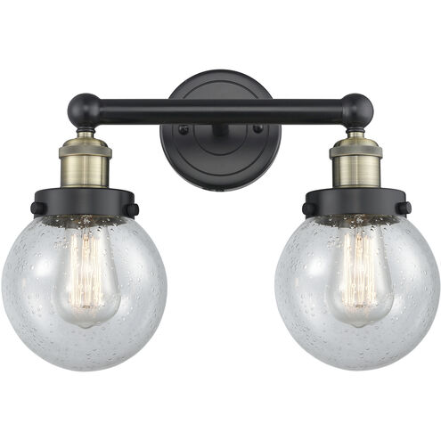 Beacon 2 Light 15.5 inch Black Antique Brass Bath Vanity Light Wall Light in Seedy