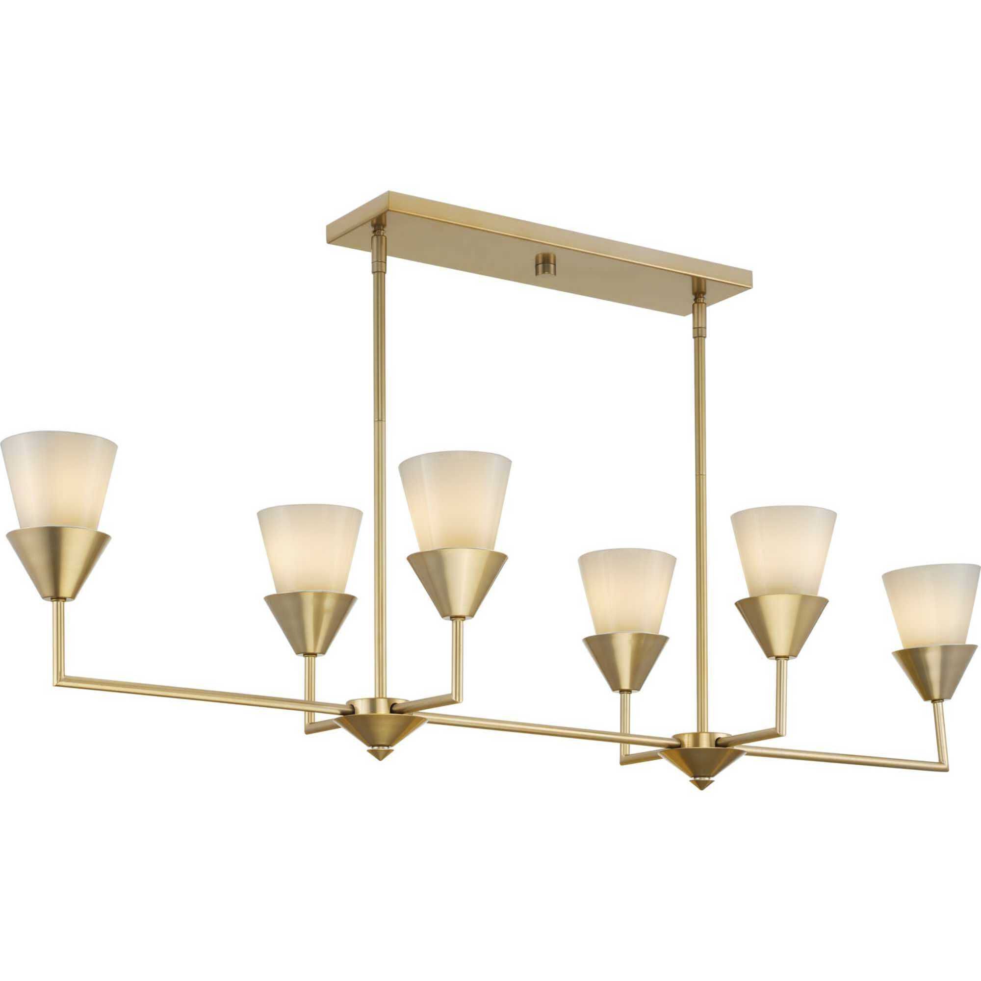 Pinellas 6 Light 50 inch Soft Gold Linear Chandelier Ceiling Light, Design Series