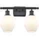 Ballston Cindyrella 2 Light 16 inch Matte Black Bath Vanity Light Wall Light in Incandescent, Matte White Glass