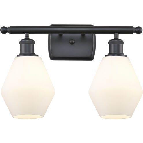 Ballston Cindyrella 2 Light 16 inch Matte Black Bath Vanity Light Wall Light in Incandescent, Matte White Glass