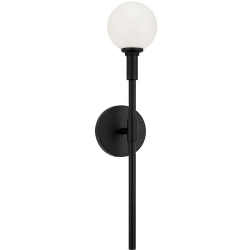 Candlestix Wall Sconce Wall Light in Black and Opal Glass