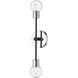 Neutra 2 Light 6 inch Matte Black and Polished Nickel Wall Sconce Wall Light