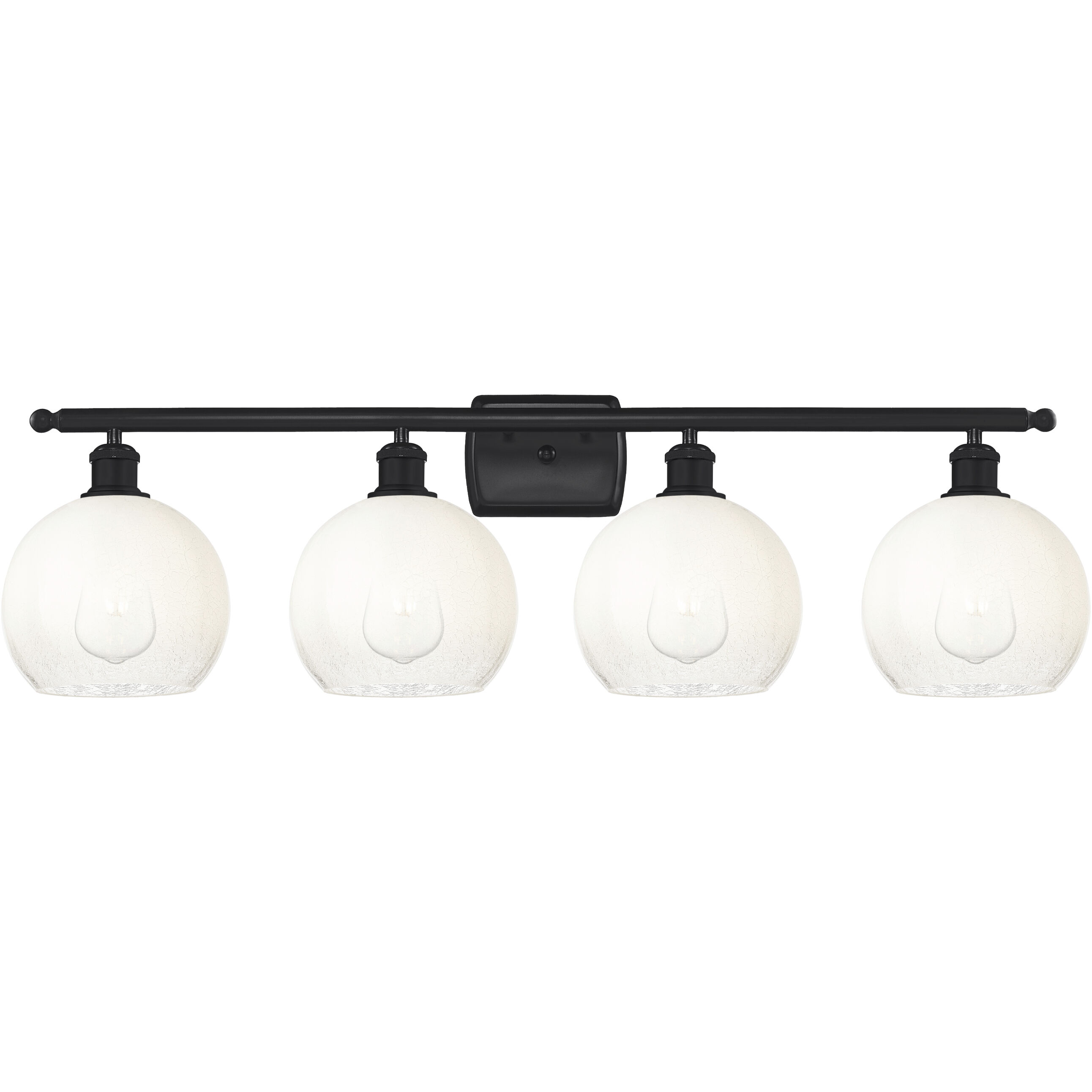 Ballston Brookhaven Globe 4 Light 38 inch Matte Black Bath Vanity Light Wall Light in Opal Glass