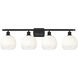 Ballston Brookhaven Globe 4 Light 38 inch Matte Black Bath Vanity Light Wall Light in Opal Glass