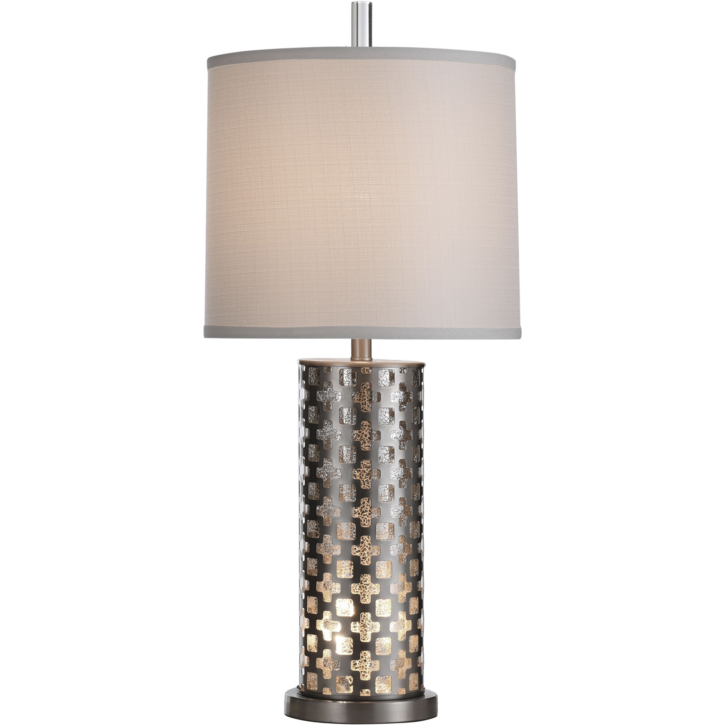 Signature 33 inch 100 watt Brushed Steel Table Lamp Portable Light