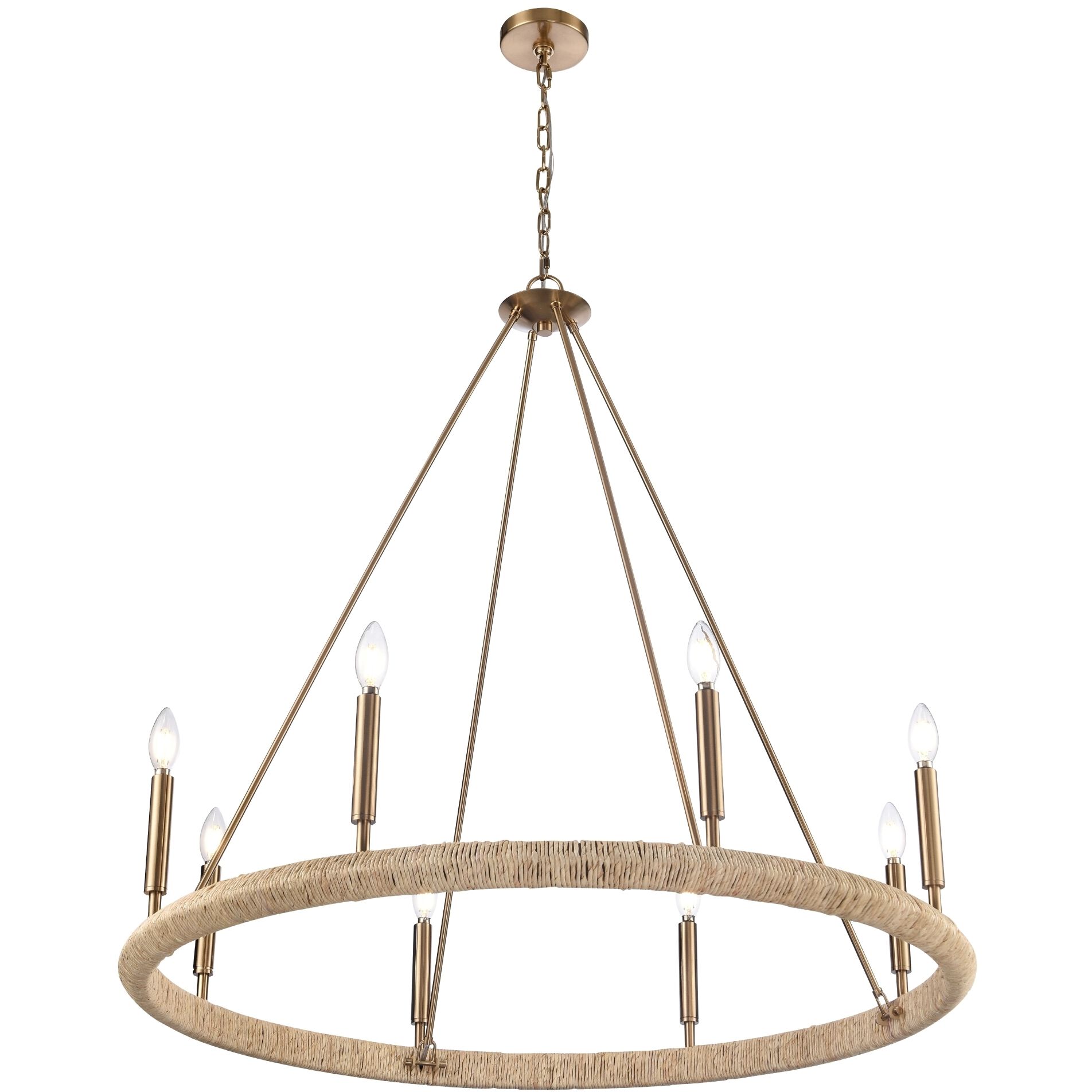 Cabana 8 Light 38 inch Lacquered Gold Chandelier Ceiling Light