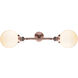 Franklin Restoration Large Beacon 2 Light 19 inch Antique Copper Bath Vanity Light Wall Light in Matte White Glass, Franklin Restoration