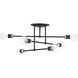 Delacroix 6 Light 28 inch Black with Brushed Nickel Accents Semi-Flush Ceiling Light