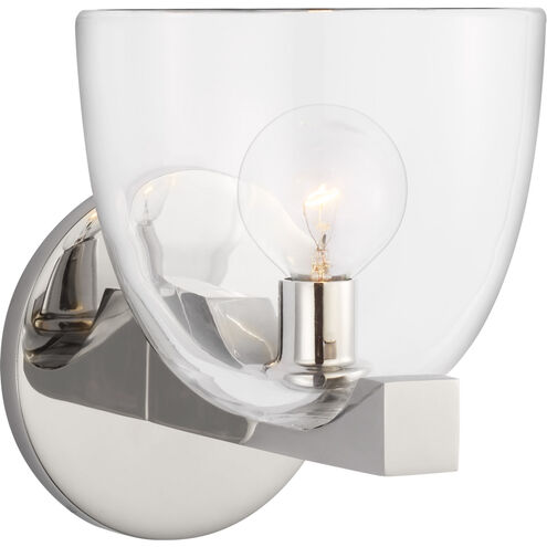 AERIN Carola LED 6 inch Polished Nickel Single Bath Sconce Wall Light in Clear Glass