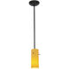 Cylinder 1 Light 4 inch Oil Rubbed Bronze Pendant Ceiling Light in Amber